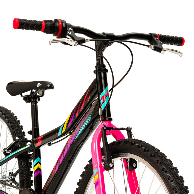 Bicicleta Copii DHS Turbo - 24 Inch, Negru-Roz
